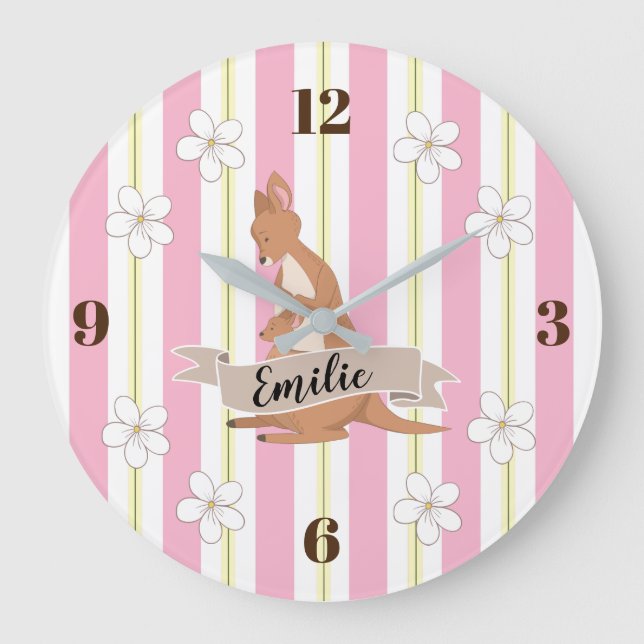 Grande Horloge Ronde Maman et moi Kangourou avec des touches (Recto)