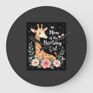 Grande Horloge Ronde Maman girafe de la fille de l'anniversaire de fami