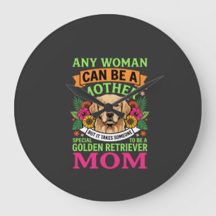 Grande Horloge Ronde Maman Golden Retriever Fleurie Amoureuse des Chien