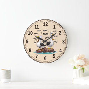 Grande Horloge Ronde Maman Mouette Drôle Personnalisé