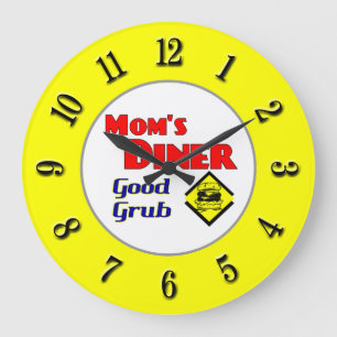 Grande Horloge Ronde Maman's Retro Yellow Kitchen Clock