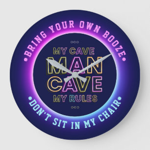 Grande Horloge Ronde Man Cave My Cave Mes Règles Apportez Votre Propre
