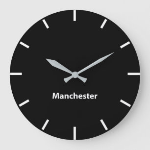 Grande Horloge Ronde Manchester Black Face Time Zone Newsroom Wall