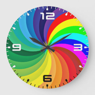 Grande Horloge Ronde Mandala-46556 couleur arc-en-ciel