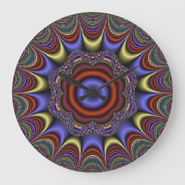 Grande Horloge Ronde Mandala Abstrait (Recto)