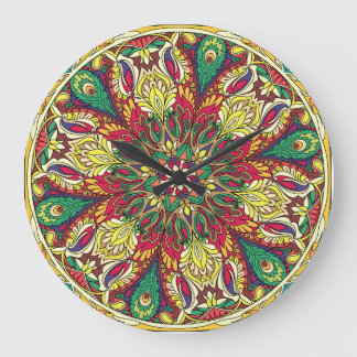 Grande Horloge Ronde Mandala Bandana : Conception Vintage Sans Couche.