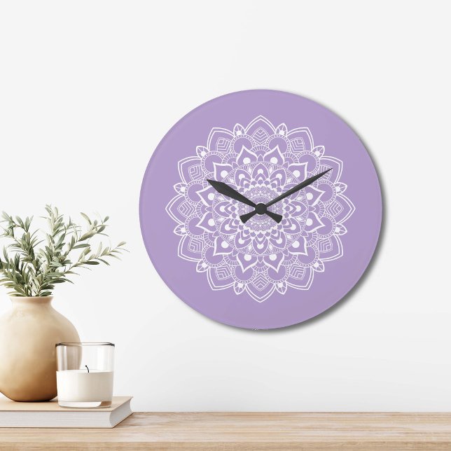 Grande Horloge Ronde Mandala Boho Élégant  (Créateur téléchargé)