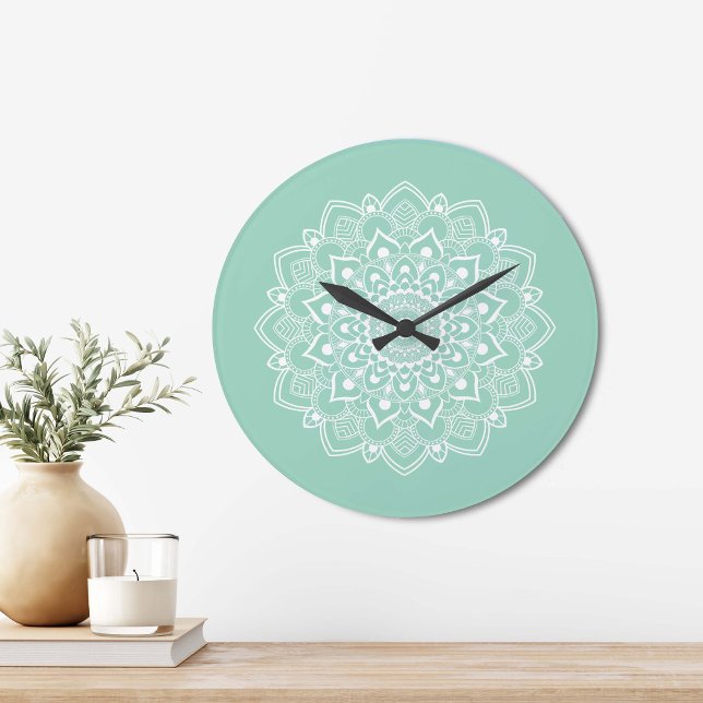Grande Horloge Ronde Mandala Boho Élégant  (Créateur téléchargé)