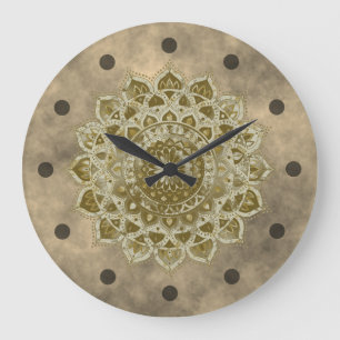 Grande Horloge Ronde Mandala coloré chic de style indien 4