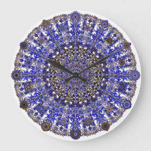 Grande Horloge Ronde mandala coloré de conception dans le Marocain