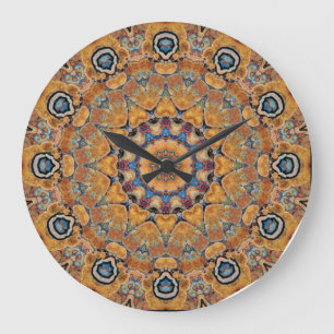 Grande Horloge Ronde Mandala de cuivre 0158-4 de patine