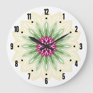 Grande Horloge Ronde Mandala de fleurs d'été