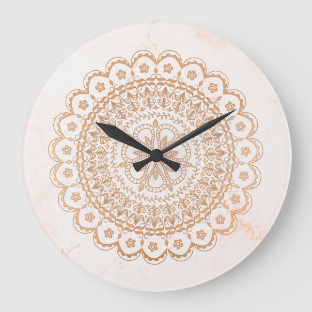 Grande Horloge Ronde mandala d'or rose (Recto)