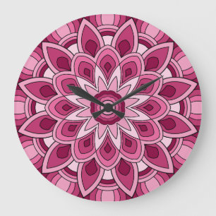 Grande Horloge Ronde Mandala en rose