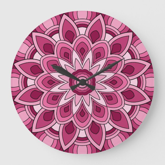 Grande Horloge Ronde Mandala en rose (Recto)