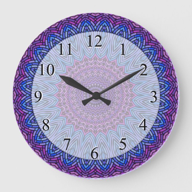 Grande Horloge Ronde Mandala en verre tendu (Recto)
