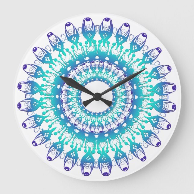 Grande Horloge Ronde Mandala. ethnique (Recto)