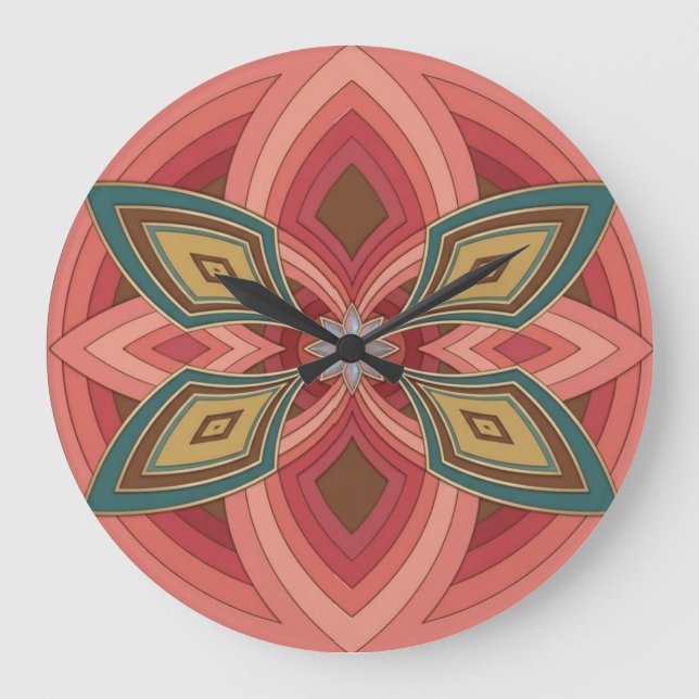 Grande Horloge Ronde Mandala Fleur Papillon  (Recto)