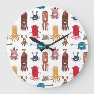 Grande Horloge Ronde Mandala floral coloré : Vintage à main