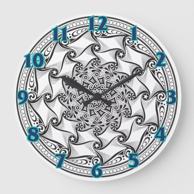 Grande Horloge Ronde Mandala Scroll Clock (Recto)