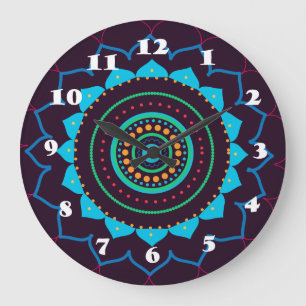 Grande Horloge Ronde Mandala Wall Clock