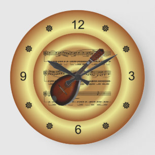 Grande Horloge Ronde Mandolin ~ Sheet Music ~ Gold Arrière - plan ~