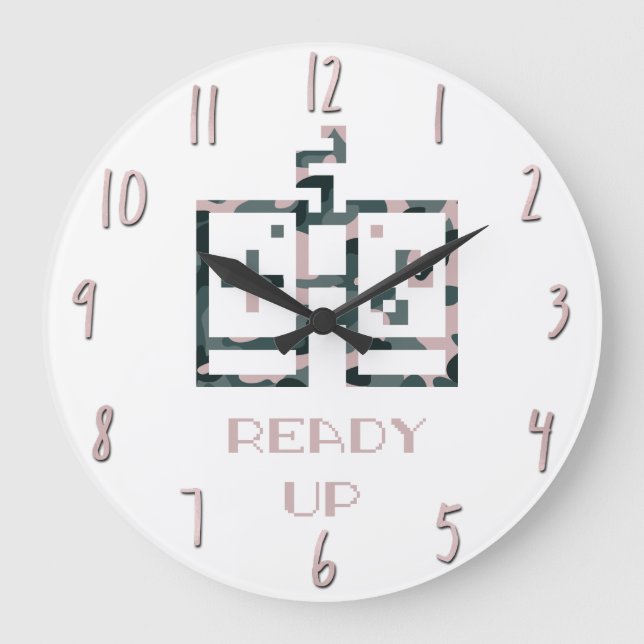Grande Horloge Ronde Manette de jeu camouflage rose prête pour le joueu (Recto)