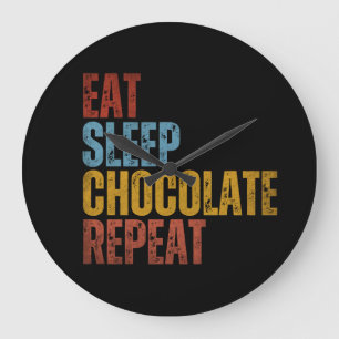 GRANDE HORLOGE RONDE MANGER DORMIR CHOCOLAT RÉPÉTER