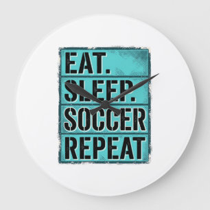 Grande Horloge Ronde Manger Dormir Football Répéter Chemise Vintage Typ