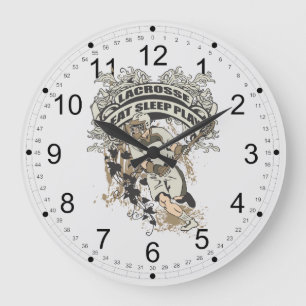 Grande Horloge Ronde Mangez, dormez, jouez à la lacrosse