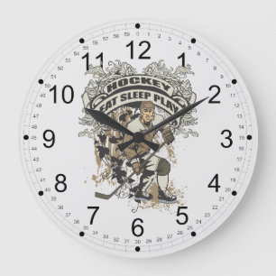 Grande Horloge Ronde Mangez, dormez, jouez au hockey