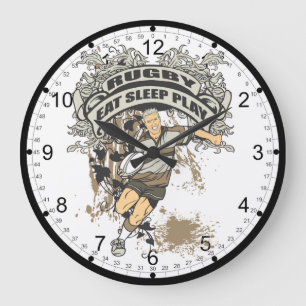 Grande Horloge Ronde Mangez, dormez rugby de jeu