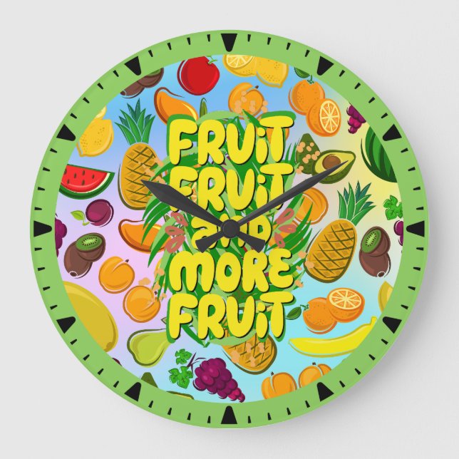 Grande Horloge Ronde Mangez plus de fruits | yoga alimentaire sain moti (Recto)