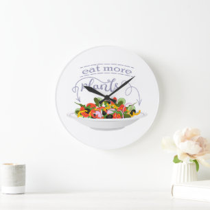 Grande Horloge Ronde Mangez plus de plantes frais motivation salade let