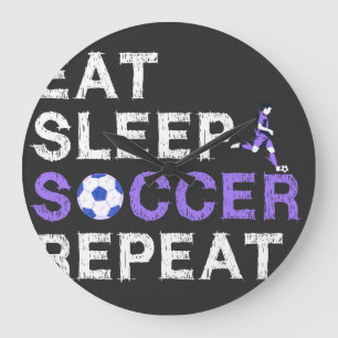 Grande Horloge Ronde Mangez Sleep Football Répéter Chemise Cool Sport J