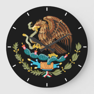 Grande Horloge Ronde Manteau mexicain de fierté nationale d'horloge