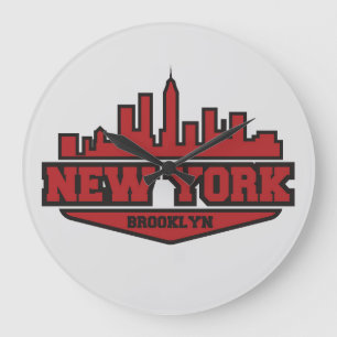 Grande Horloge Ronde Manuscrit de style de bloc de Brooklyn New York  