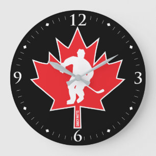 Grande Horloge Ronde Maple leaf player red on black