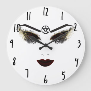 Grande Horloge Ronde Maquillage Pentacle Beauté Visage Cils & Lèvres Fo
