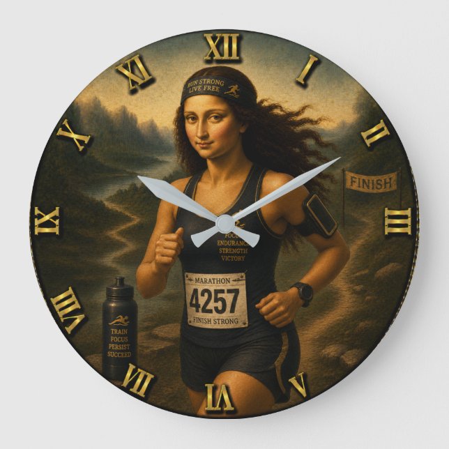 Grande Horloge Ronde Marathon Runner Funny Mona Lisa  (Recto)