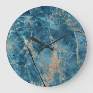 Grande Horloge Ronde Marbre Aqua Onyx : Design Haute Résolution.