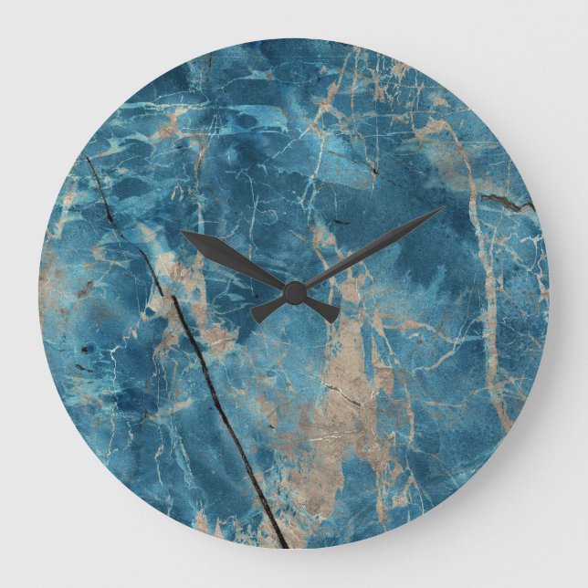 Grande Horloge Ronde Marbre Aqua Onyx : Design Haute Résolution. (Recto)