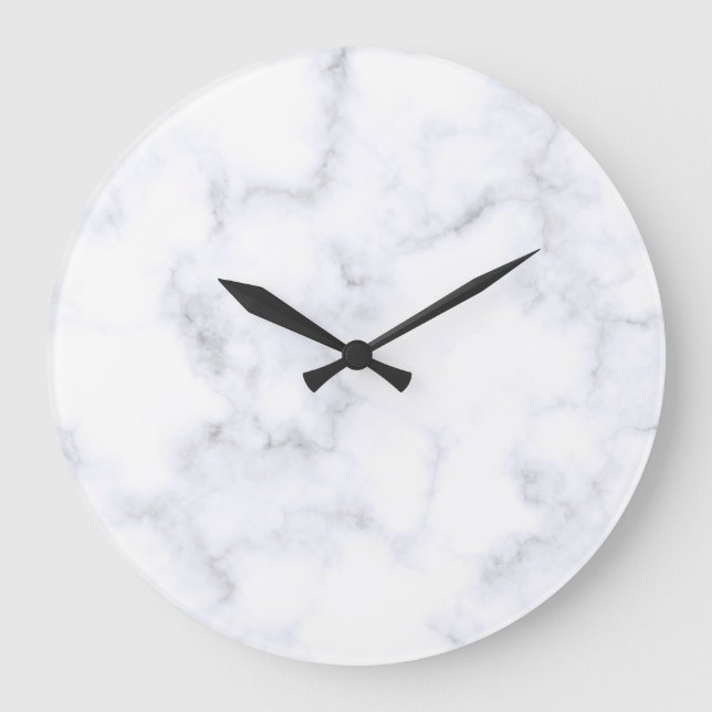 Grande Horloge Ronde Marbre Blanc Moderne (Recto)