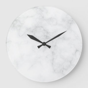 Grande Horloge Ronde Marbre Blanc Moderne
