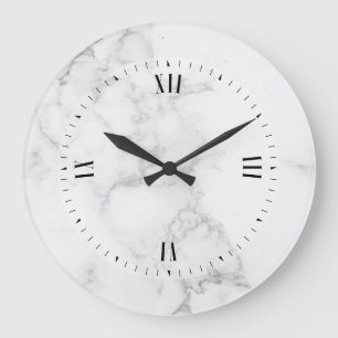 Grande Horloge Ronde Marbre blanc tendance