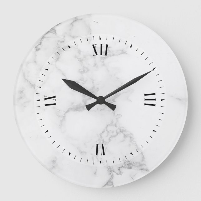 Grande Horloge Ronde Marbre blanc tendance (Recto)