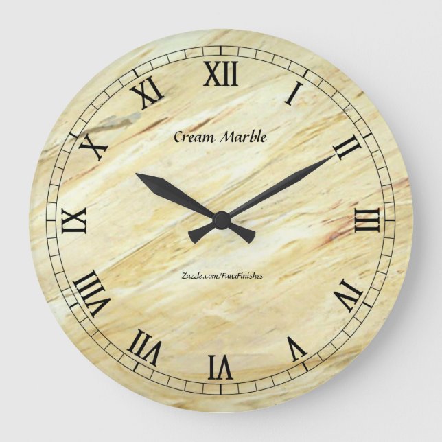 Grande Horloge Ronde Marbre crème Faux Finition ronde Wallclock (Recto)