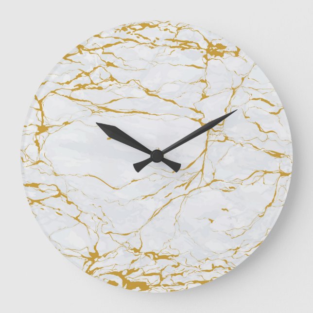 Grande Horloge Ronde Marbre Golden Texture Motif sans couture (Recto)