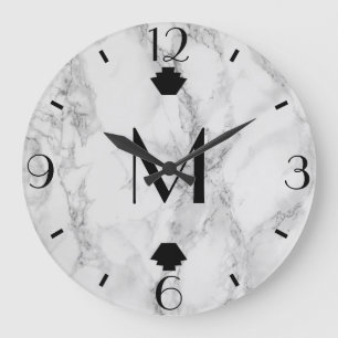 Grande Horloge Ronde Marbre gris moderne Art déco