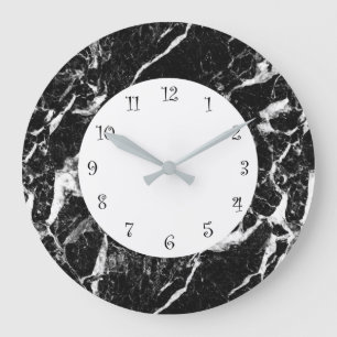 Grande Horloge Ronde Marbre Noir Et Blanc